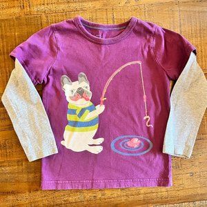 Boys Mini Boden Dog Fishing Long Sleeve Tee Size 4-5